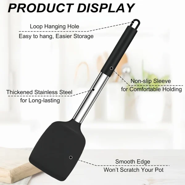 Heat-Resistant Black Silicone Spatulas
