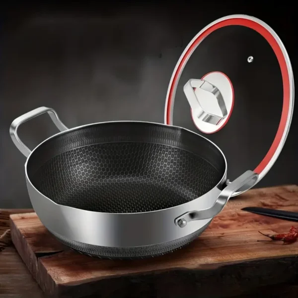 Silver Double-Sided Honeycomb Frying And Boiling Pot