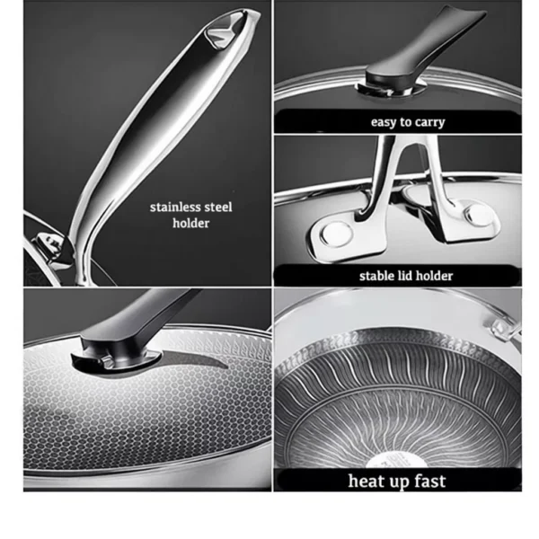 sg-11134253-8260p-mjtaow4yidqc7c.webp 316 Stainless Steel Honeycomb Wok | Non-Stick Double Full Screen Pan | Scratch-Resistant No Coating Wok